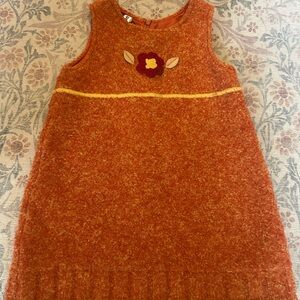 Foque Orange Sleeveless Knit Dress with Floral Accent